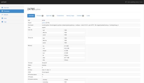 一站式 Linux 系统监控 psdash 信息面板